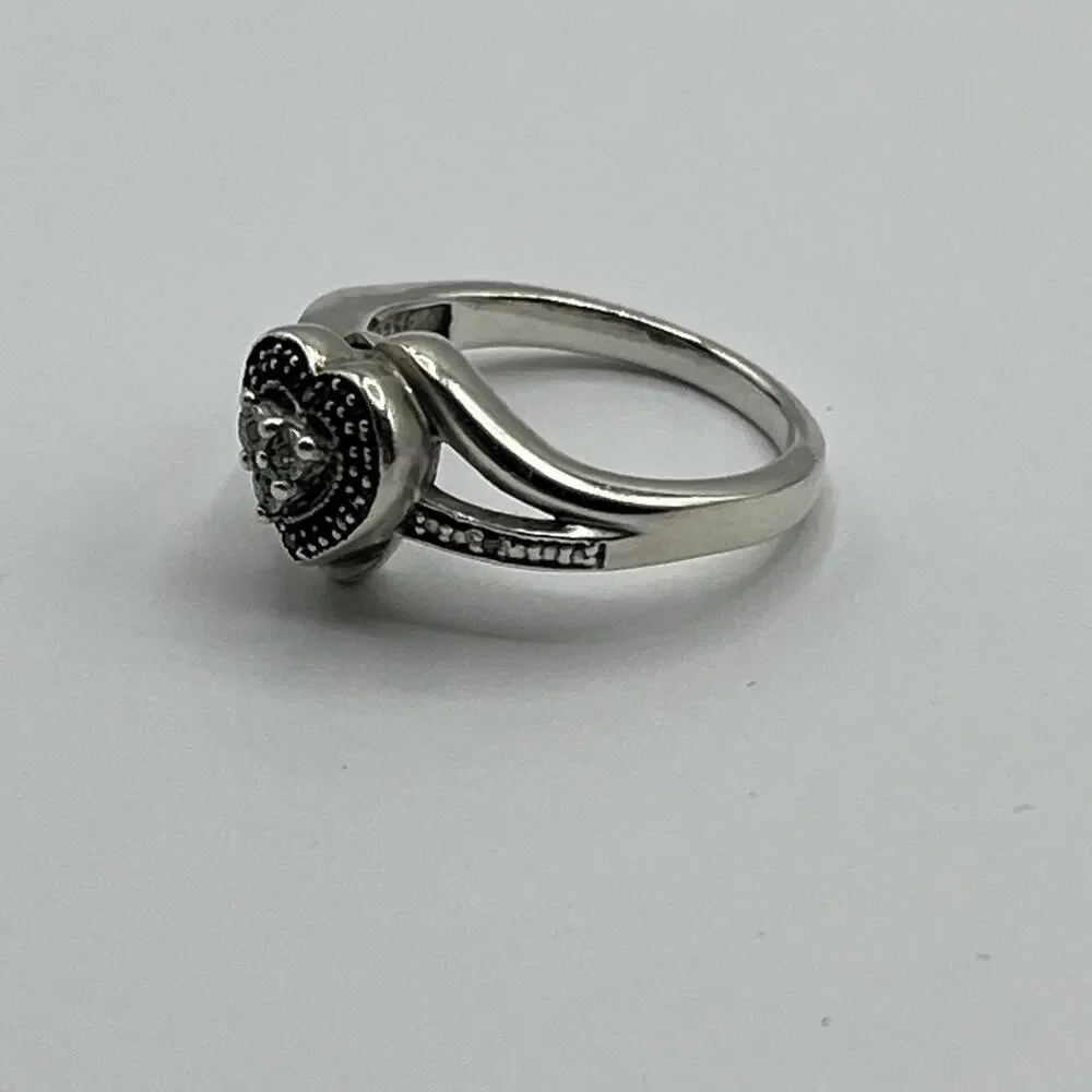 Sterling Silver Size 7 Elevated Heart Ring 925 Vintage